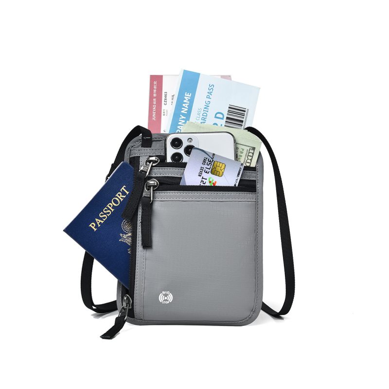 Water Resistant RFID Passport Holder Bag Travel Neck Wallet - 8