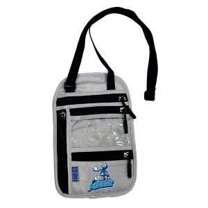 Waterproof Diamond Grid PU Neck Wallet with Multi Zipper Pockets
