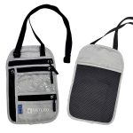 Waterproof Diamond Grid PU Neck Wallet with Screen Print logo