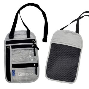 Waterproof Diamond Grid PU Neck Wallet with Screen Print logo