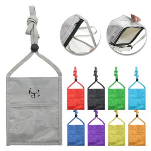 Waterproof Neck Wallet Badge Holder with Lanyard Zippered ID Pouch