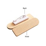 Wooden Name Tag Custom Engraved Logo Pin Back Badge - 1
