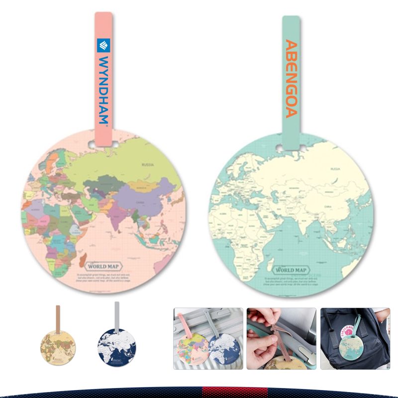 World Map Name Tag